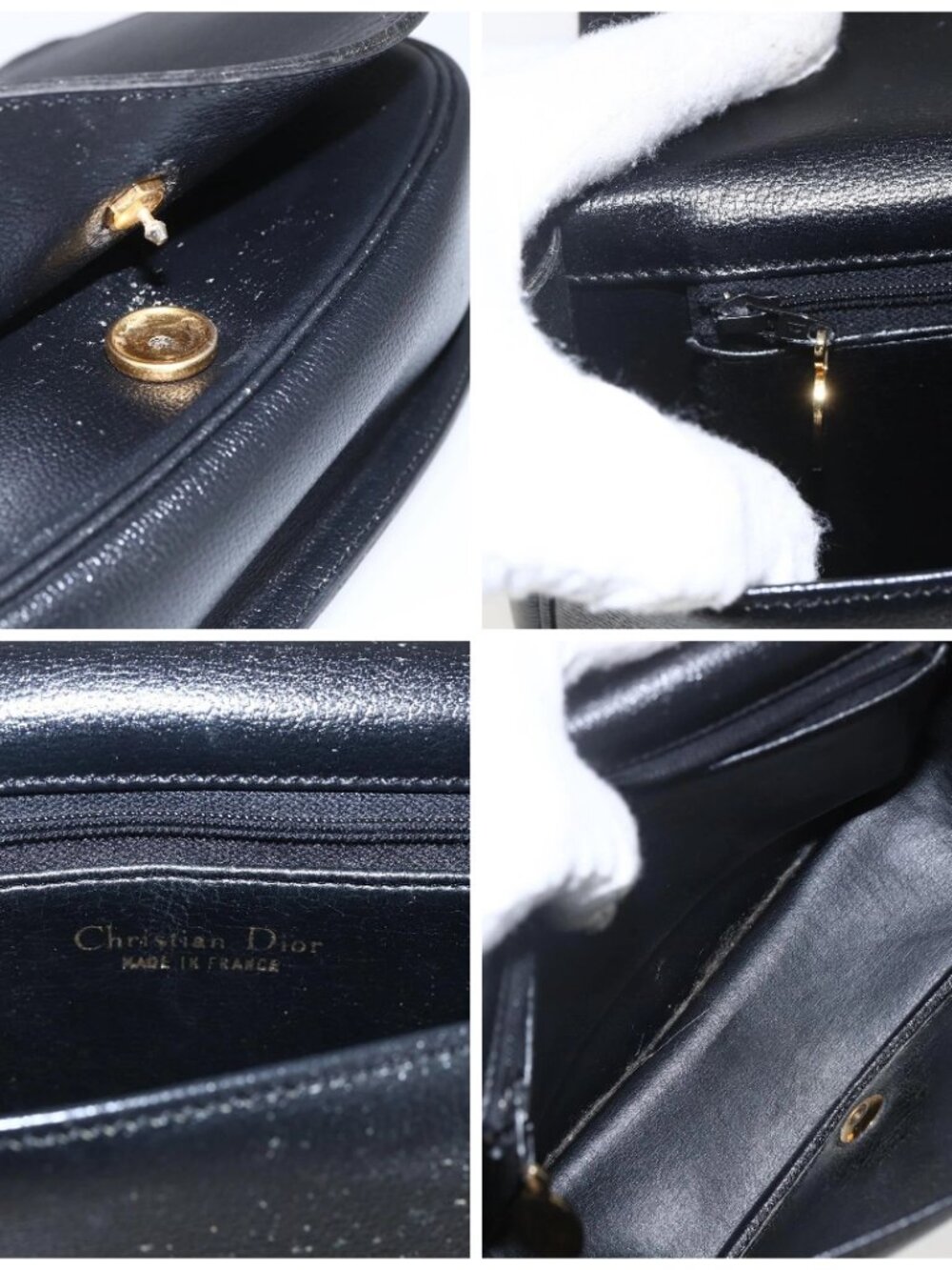 Christian Dior Shoulder Bag Leather Black Gold Auth 159033 - Picture 15 of 16